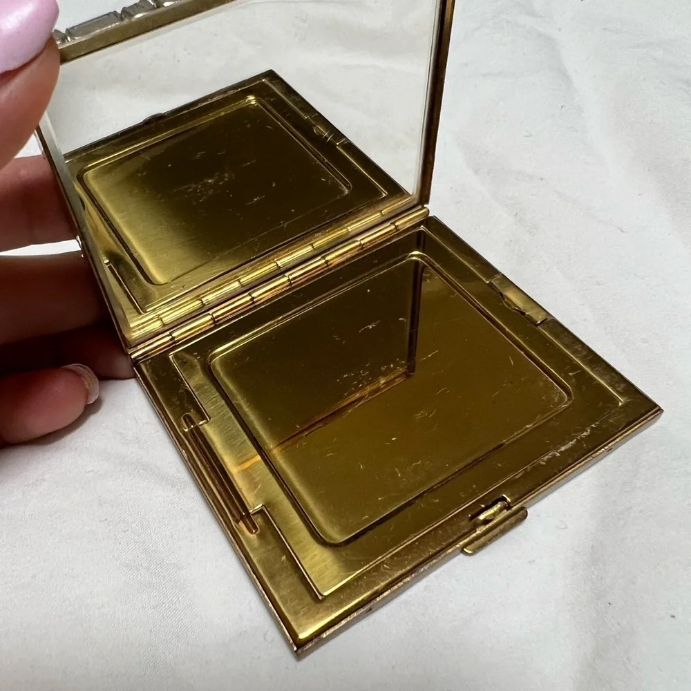 Vintage Makeup Mirror Metal Portable Foldable Mirror